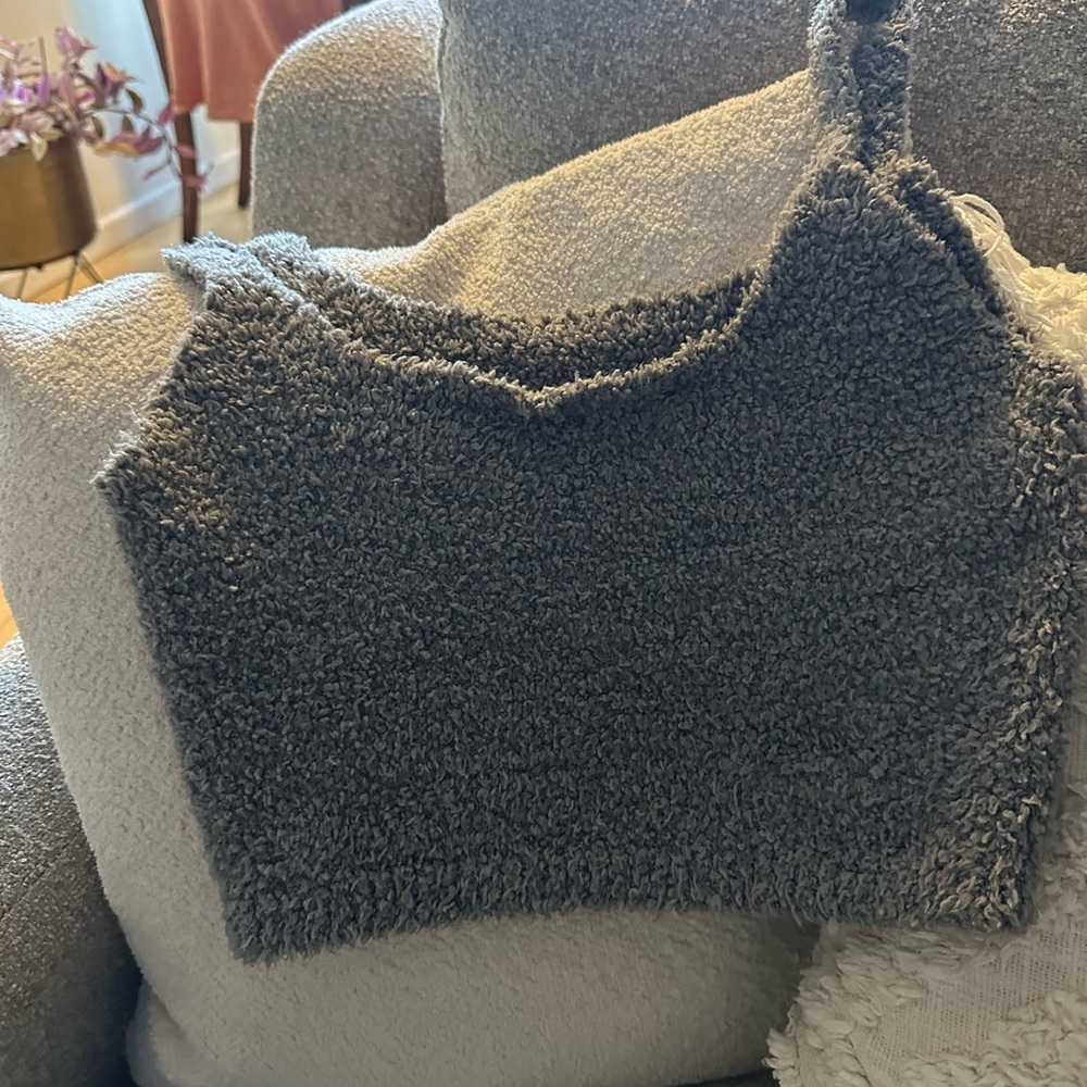 SKIMS Gray Off-the-Shoulder Sweater Cozy Knit